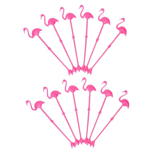 ABOOFAN 48 Pcs Flamingo Stirring Stick Mixer for Coffee Fruit Juice Beverages Drink Mixes Flamingo Drink Stirrers Cocktail Stirring Rods Coffee Drink Plastic Ice Drink re-usable, 22x5cm, Rosy