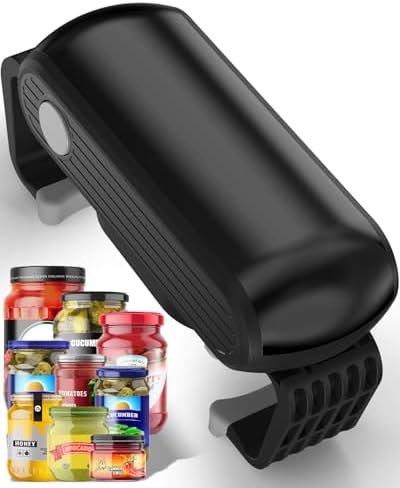 One Touch and High Torque Electric Jar Opener, Hands-Free Jar Opener for Seniors, Arthritis and Weak Hands, Fits Most Jar Sizes, Battery Operated Bottle Opener Essential Kitchen Tool, Black