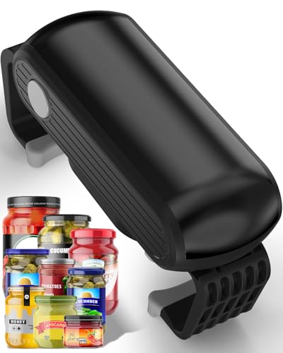One Touch and High Torque Electric Jar Opener, Hands-Free Jar Opener for Seniors, Arthritis and Weak Hands, Fits Most Jar Sizes, Battery Operated Bottle Opener Essential Kitchen Tool, Black