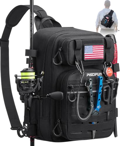 Piscifun Fishing Backpack Tackle Bag with 2 Rod...