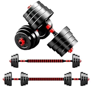 Strongway® Adjustable Dumbbell and Barbell Set – 20KG 30KG 40KG 2-in-1 Free Weights With Connecting Rod for Home Gym Weight Lifting