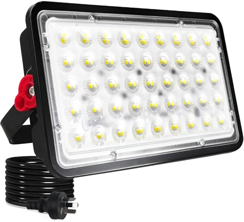 100W LED Outdoor Flood Light, IP66 Waterproof Exterior Flood Lights, Led Stadium Lights, Plug in Flood Light, 6500K Floodlight for Yard, Garden, Playground, Lawn, Garage, Basketball Court, 1 Pack