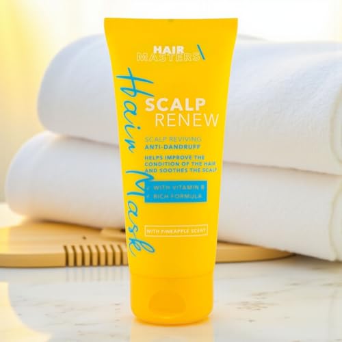 Hair Masters SCALP RENEW Anti-Schuppen Haarmaske (200ml) | Kopfhaut revitalisierende Haarkur gegen Schuppen & Juckreiz | mit Vitamin B & Ananas-Duft | Vegane Haarpflege