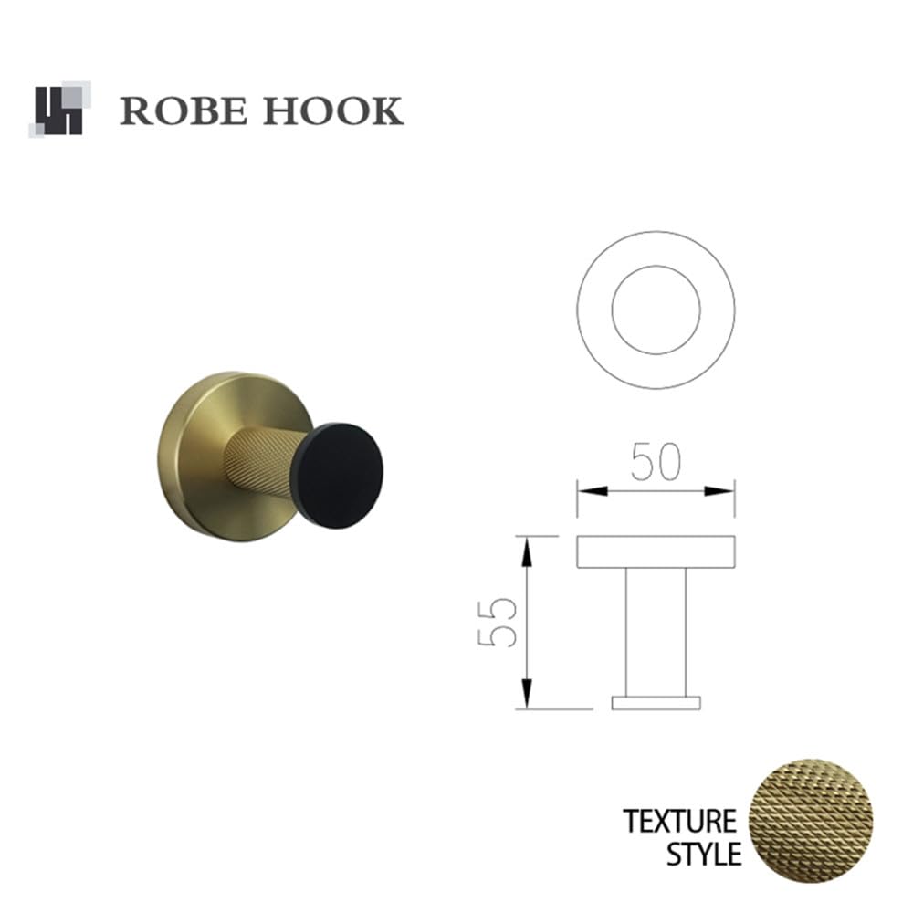 Türhaken Badezimmerhaken Badezimmer-Zubehör-Set aus gebürstetem Gold und mattiertem Schwarz, Handtuchhalter, Taschentuchhalter, Kleiderhaken-Set, Bademantelhaken(Color:2 Pcs Robe Hook)