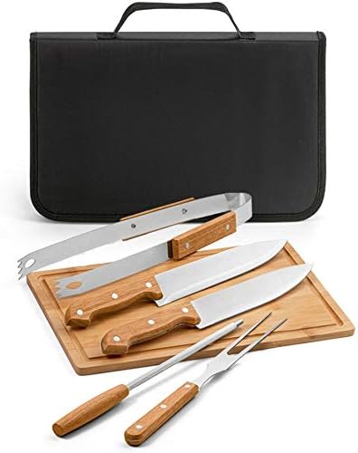 Jogo para Churrasco Tradicional Inox 6 peças Bambu com Estojo Top...
