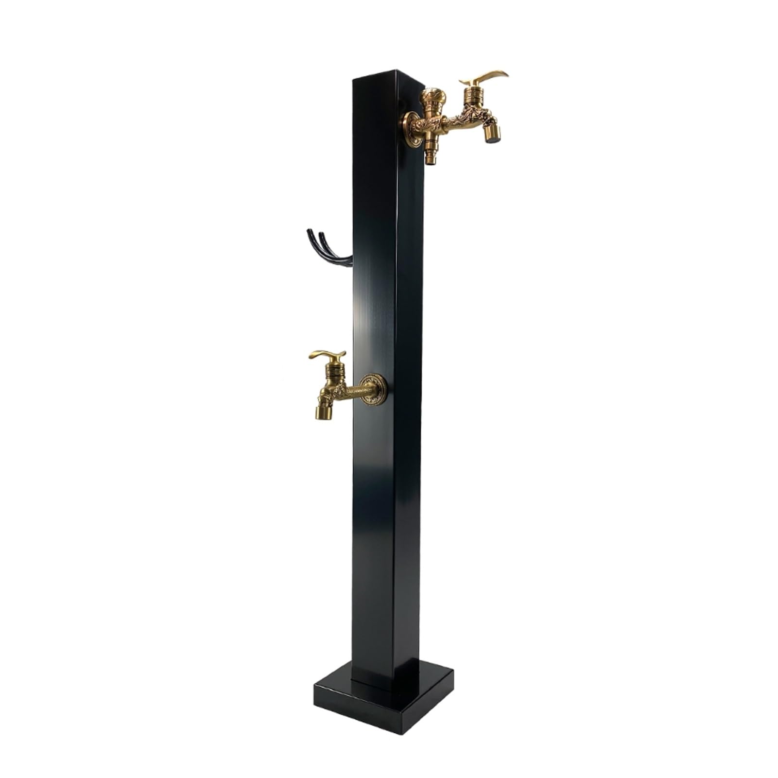 BHGFYXBS Freestanding Outdoor Vertical Garden Water Column With Copper Faucet, Square Hose Stand & Floor-Mounted Dispenser Hydrant - Perfect For Garden Irrigation & Decoration,Black a-95CM/37.4IN