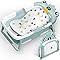ZHHGOO Vaschetta Bagnetto Neonato Pieghevole, Vasca Neonato Bagnetto con Termometro E Cuscino Staccabile, Bagnetto Neonato per Portatile, Vasca da Bagno per Neonato A Bambino 0-36 Mesi (Verde)