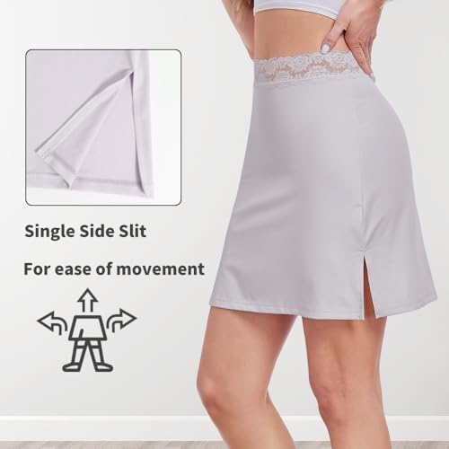 Image of MANCYFIT Half Slips for Women Underskirt Short Mini Skirt with Floral Lace Waistband