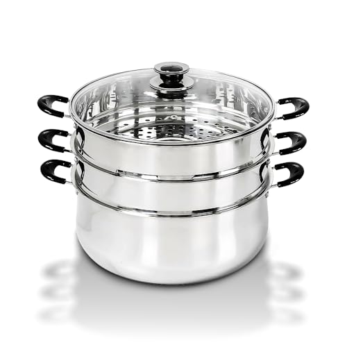 Comparison: Best Steamer For Cooking 11 Concord 30 CM Stainless Steel 3 Tier Steamer Pot Steaming Cookware - Triply Bottom