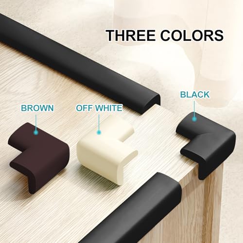 Image of 4-Pack NiceTCU L-Shaped Extra Thick Furniture Table Edge Protection Foam Baby Safety Bumper Guard for Fireplace, Table, Stairs, Cabinet(Black)