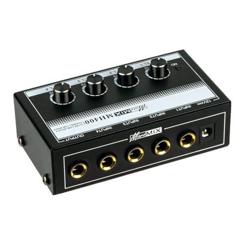 Suckoo 4 channel 6.35mm TRS or 3.5mm Audio Mixer Headphone Amplifier 4 in 1 out 2 in 1 out Mixer Controller MH400 4 port Cell Phone Computer External Audio Headphone Amplifier Speaker