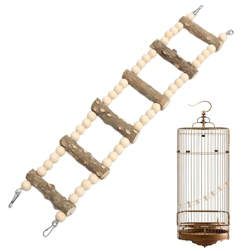 オウム用吊りはしご ? 天然木のおもちゃ 鳥用 | はしごブランコ&かじり木 ケージアクセサリー | 登り&噛みおもちゃ インコ・セキセイ・オカメインコ・小型鳥向け