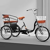 【TRANSPORT DE PASSAGERS ET DE CHARGES】Le principal atout de ce tricycle à pédales est sa capacité à transporter à la fois un passager et des marchandises. Le siège arrière est relevable et le panier inférieur dissimulé peut servir de chariot. Il est pratique pour faire les courses, pique-niquer et transporter tout ce que vous souhaitez.