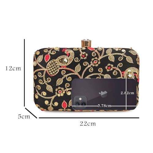Image of LONGING TO BUY Hand Crafted Designer Box Clutch - Zari Embroidery For Women