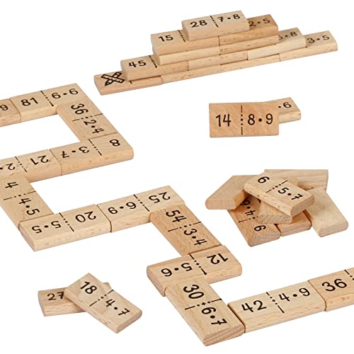 LOPOTIN 38TLG 1x1 Lernen Spiel Dominosteine Domino Kinder Rechnen Lernen Ab 5 Jahre Mathe Spielsteine Bausätze Spiel aus Holz Lernspielzeug für Grundschule Einschulung Geschenk