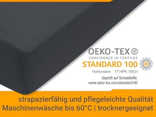 Foto von npluseins Jersey Spannbetttuch 100% Baumwolle, 140-160x200 cm, Anthrazit