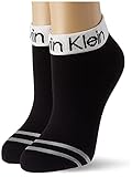 Calvin Klein Womens Logo Women's Short Socks 2 Pack Quarter, Black, ONE Size
