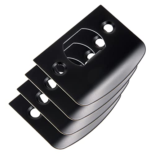ANDRESLAD 4pcs Door Strike Plate Heavy-Duty D-Type Stainless Steel Lock Latch Guide Plate for Door Lock Alignment Black Metal Bracket for Enhanced Security