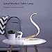 NUÜR Spiral Modern Table Lamp(Silver), Stepless Dimmable 3 Color Temperature Curved Art Decorative Nightstand Lamp for Bedside Bedroom Living Room Office Home