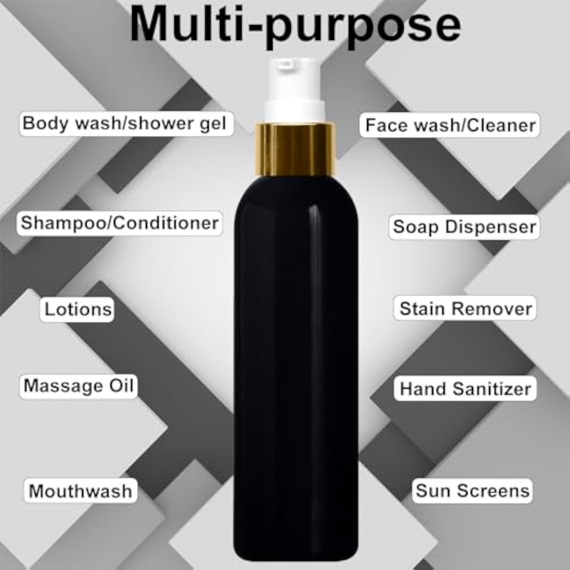 100ml Lotion Bottles with Golden Pumps, Leak Proof