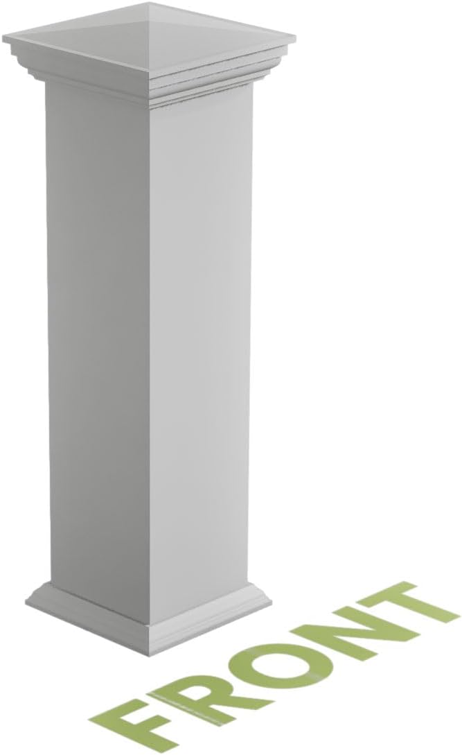 12"W x 48"H Plain Newel Post, Peaked Capital & Base Trim (Installation kit Included)