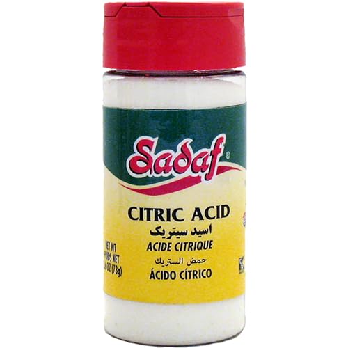 Sadaf Citric Acid Food Grade - Citric Acid Granulated for Cooking and Baking - 100% Pure Citric Acid - Salt Substitute - Kosher - PET Bottle with Shaker Top - 2.6 oz (Pack of 3)
