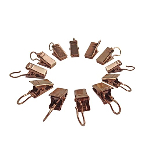 BESTYASH 60Pcs Curtain Clips Iron Rings with Hooks Skid Drapery Fasteners for Pocket Curtains Golden Design for Easy Installation and Long Term Use