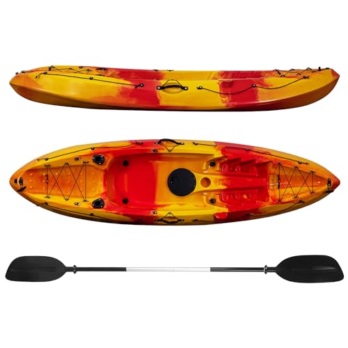 PioneerWorks Kayaks, Sit On Top Fishing Kayak with Front Storage Well, Fishing Kayak with Paddle for Adults, Capacity of 308LBS, Hard Shell Recreation