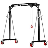 BSMTEK 2 Ton Gantry Crane, 2025 Upgraded 4500lbs Shop Hoist with Adjustable Height 8.53-12.47 FT, Width (6.56FT), Portable I-Beam Lift for Garage, Workshop, and Industrial Use (2025 Model)