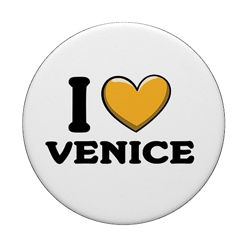 I Love Heart Venice Italy PopSockets Swappable PopGrip, Black - Image 3