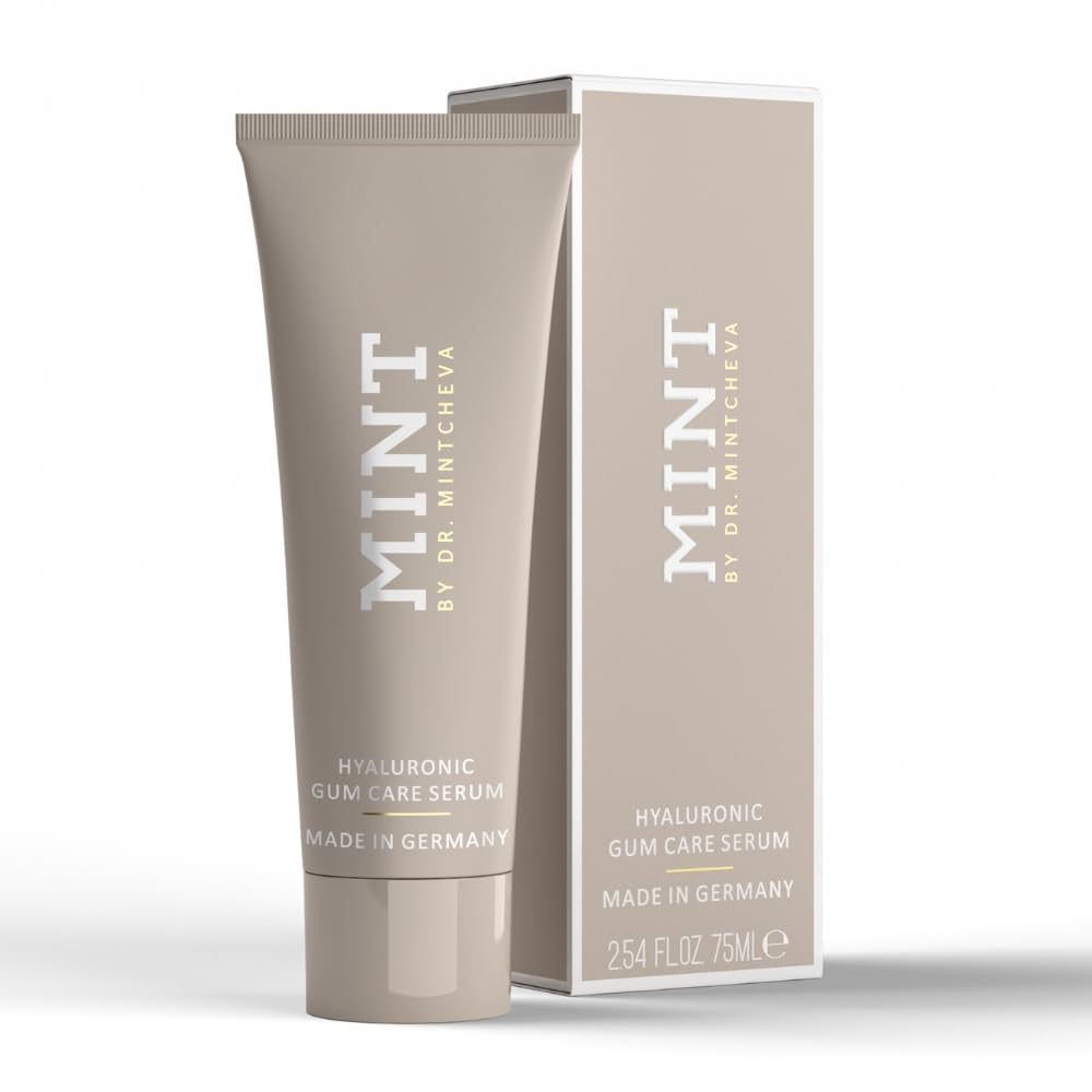 Mint Hyaluron serum do dziąseł 75 ml – regenerująca pielęgnacja w przypadku obciążonych dziąseł – przeciw krwawieniu dziąseł i przywracaniu dziąseł – od Dr. Mintcheva