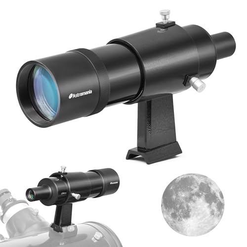 Astromania Finderscope for Telescope, 9x50 Finder Scope with Crosshair & Bracket for Astronomical Observation, Straight-Through Telescope Finder, FMC Achromatic Not Corrected Image Optical Viewfinder