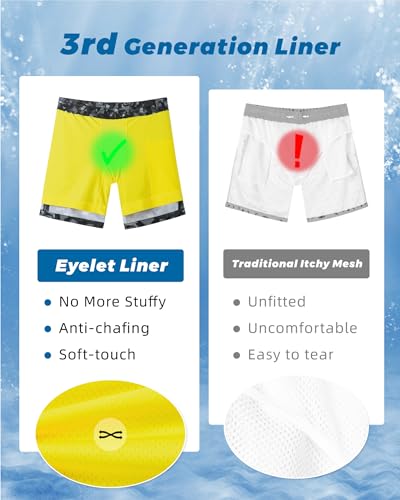 Image of SURF CUZ Mens Swim Trunks with Compression Liner Swim Shorts 7 inch Swimming Trunks Stretch 7 Inch Swim Suits Quick Dry