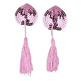 Nippel Tassels Paar Pailletten Pasties Covers Adhesive Breast Tassles Bra Sexy Burlesque-Pads Aufkleber Rollenspiel Kostüm (Rosa), rose, One size
