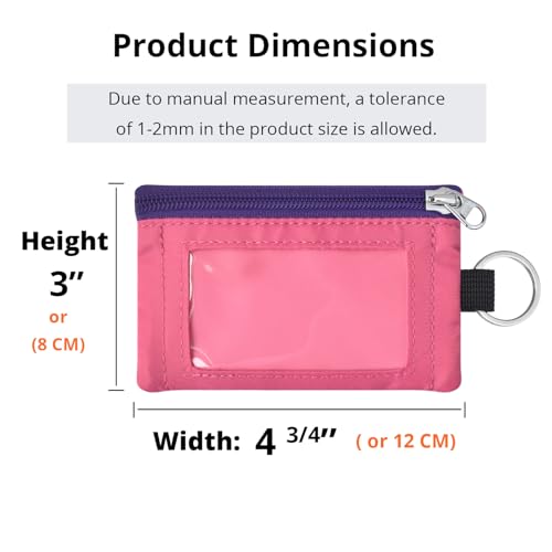 Image of RFID Blocking Travel Wallet with Adjustable Lanyard, Small Nylon Zipper Pouch and Badge Holder for ID, Credit Cards, Cash, Keys, Commuters (Pink+RosePink)