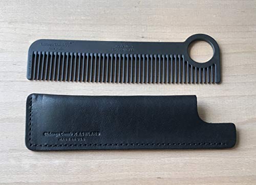 Peine de fibra de carbono con funda de piel negra miniatura 2