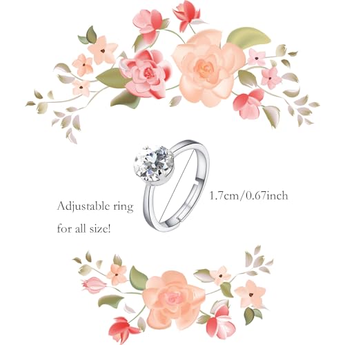 Newitin 80 Pieces Fake Rings Diamond Engagement Rings Silver Rings For Bridal Shower Party Game Wedding Table Decorations thumb #1