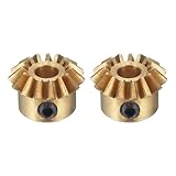 Hoite 2er-Pack 0,8-Modul-Messingkegelräder – 20 Zähne, 6-mm-Loch, für die Drehung der Hardwaremechanik (Gelb)