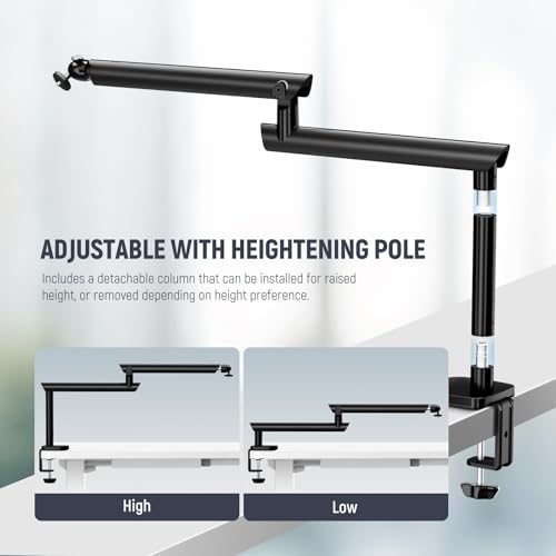 Image of NEEWER Microphone Stand, Low Profile Damped Mic Holder Boom Arm Desk Mount with Ball Head & 3 /8 inch 5 /8 inch Adapters Compatible with Blue Yeti Snowball HyperX QuadCast SoloCast Shure, Max Load 3.3 lb, MS007
