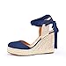 Ermonn Womens Espadrilles Wedge Sandals Platform Closed Toe Ankle Strap Lace Up Summer Shoes