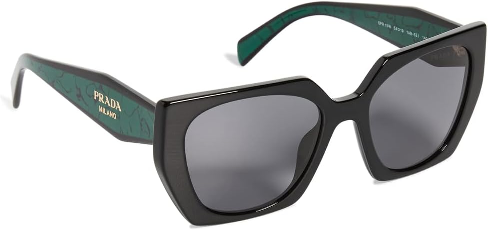Prada Women's 0PR 15WS Sunglasses, Black/Dark Grey Polarized, One Size