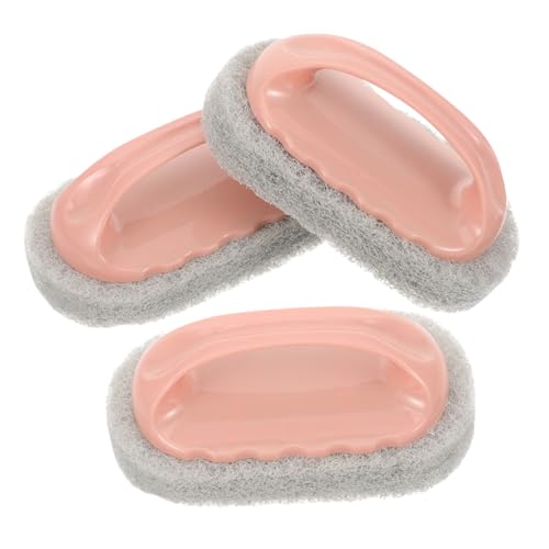 Gogogmee 3pcs Multifunction Cleaning Brush Set for Kitchen Bathroom Tile Tub Sturdy Handle Scouring Pad Material Lightweight Compact