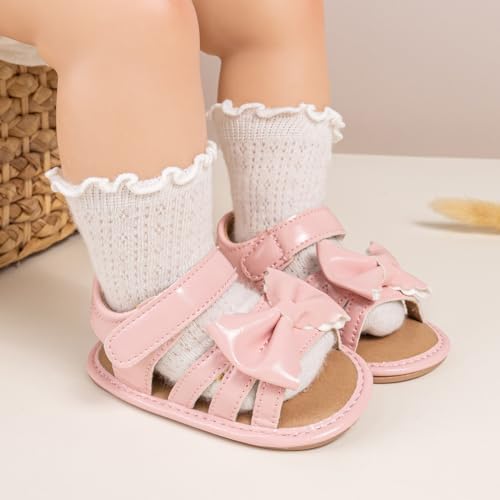 Image of CENCIRILY Infant Baby Girls Boys Sandals Summer Beach Outdoor Bowknot Soft Rubber Sole Toddler Princess Dress Flats Walking Shoes