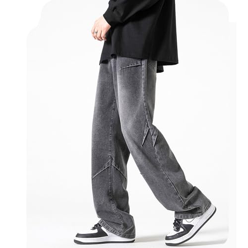 Men's Streetwear Hip Hop Baggy Jeans High Waisted Skateboard Pants Straight Loose Fit Washed Jeans for Teen Boys3