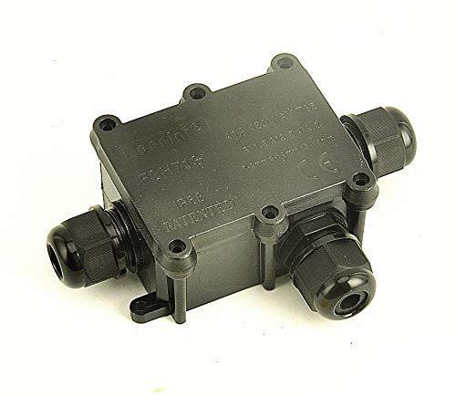 Waterproof Junction Box ,Outdoor Junction Box, Waterproof Electrical Junction Box, Ip68, 3 Way M20 Coaxial Cable Connector Wire Range From 4 To 12Mm, Black #TOP1
