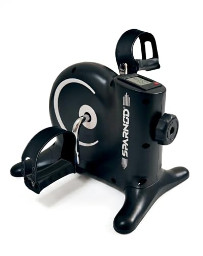 Image of Sparnod Fitness SMB-525B Arm & Leg Mini Exercise Bike with LCD Display, Adjustable Resistance, Portable Under Desk Pedal Exerciser for Home & Office Workout, Compact Steel Frame, 120kg Capacity