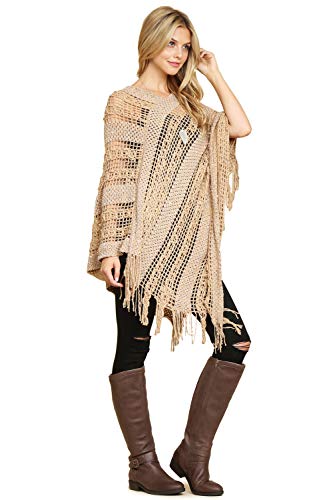 Image of RIAH FASHION Bohemian Sequin Glitter Shawl Wrap Poncho - Kimono Cardigan, Sparkly Metallic Mesh Scarf, Open Knit Crochet