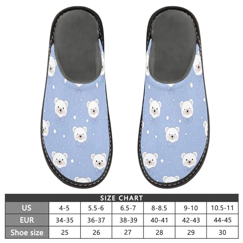 JUNZAN Cute Bears Blue Memory Foam Slippers for Women Men House Slippers for Bedroom Indoor4