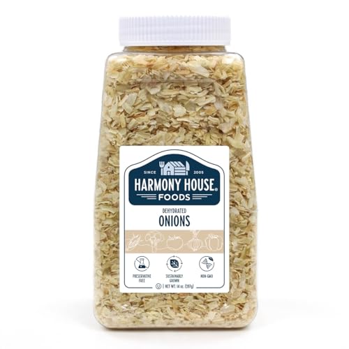 Harmony House Foods, Dried Onions, Chopped, 16 Ounce Quart Size Jar