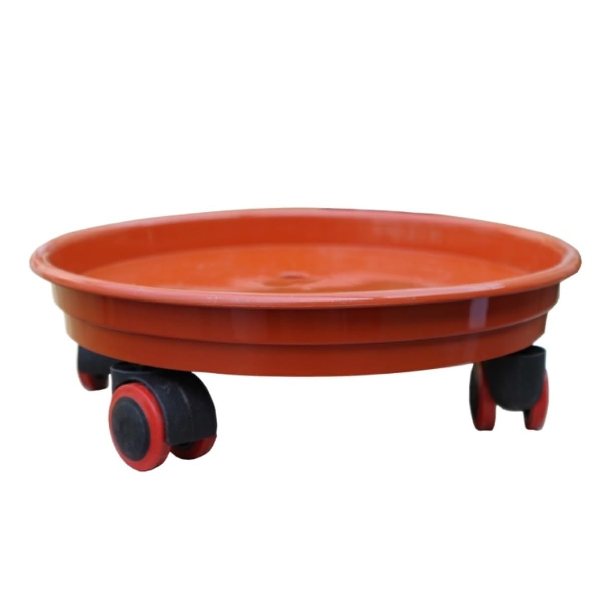 Chariot à plantes anti-stagnation eau plateau déplacement 28cm marron pour pot fleurs